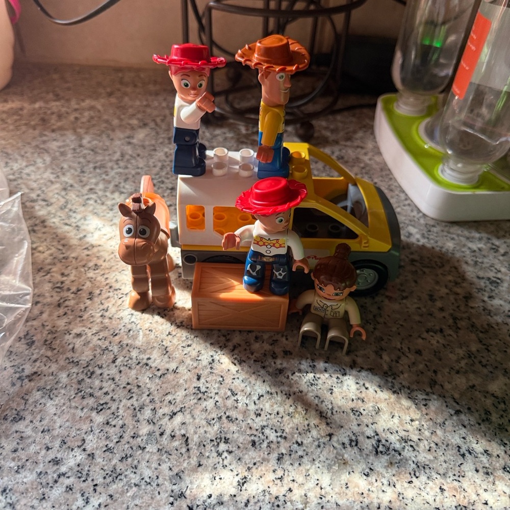 Lego Woody and Jessie Action Figures - Yellow, Blue, Red